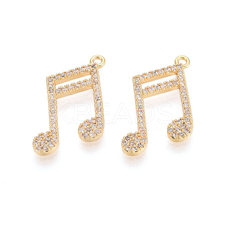 Brass Micro Pave Clear Cubic Zirconia Pendants KK-T074-110A-G-1