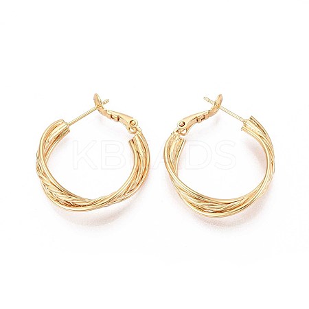 Twist Brass Hoop Earrings EJEW-T047-99G-1