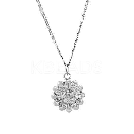 Non-Tarnish 304 Stainless Steel Sunflower Pendant Necklaces for Women NO4072-2-1