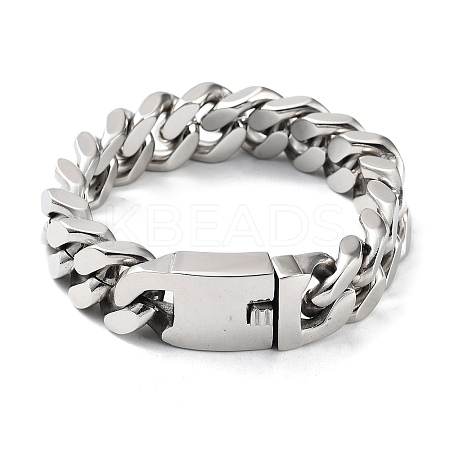 201 Stainless Steel Cuban Link Chains Bracelets for Men & Women LS-BJEW-D031-21A-P-1-1