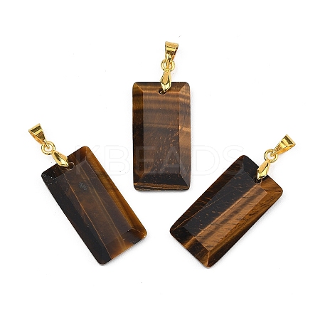 Natural Tiger Eye Faceted Pendants G-L623-03G-03-1