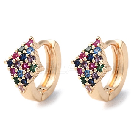 Rack Plating Brass Micro Pave Colorful Cubic Zirconia Hoop Earrings for Women LS-EJEW-P238-01KCG-1