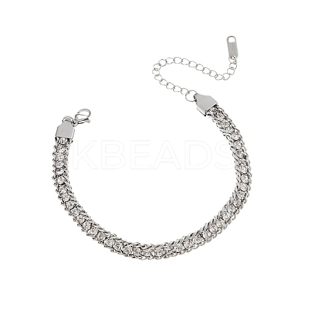 304 Stainless Steel Rhinestone Cup Chain Bracelets for Woman PW-WG34DD3-01-1