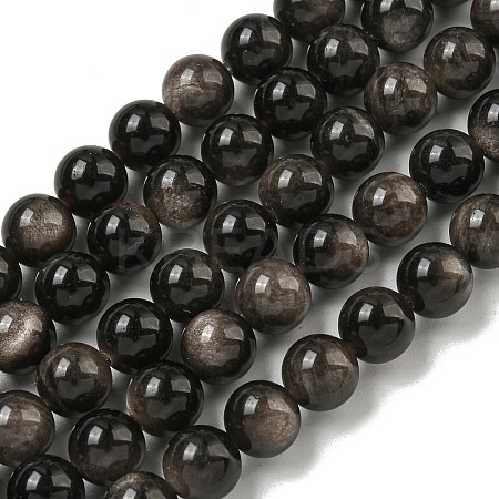Natural Silver Obsidian Beads Strands G-S150-20A-8mm-1