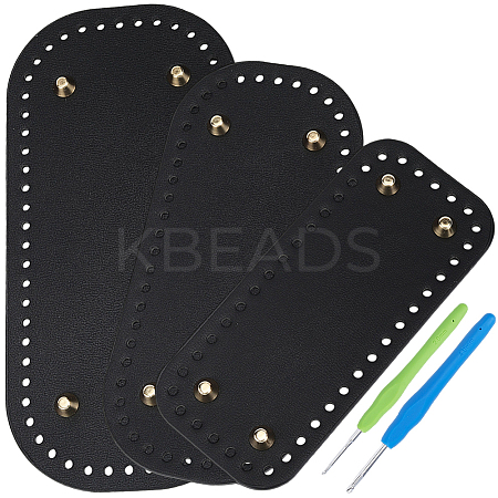 3Pcs 3 Styles PU Leather Knitting Crochet Bags Nail Bottom Shaper Pad DIY-CL0002-15-1