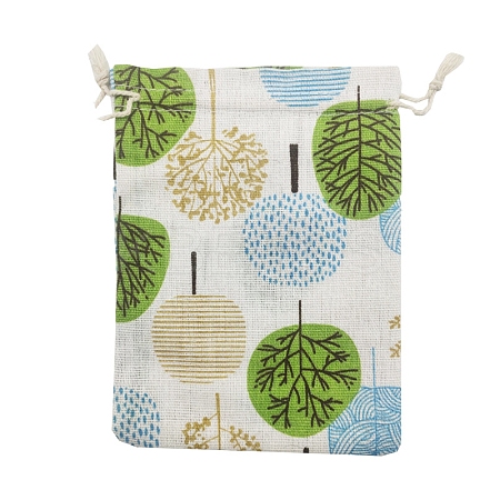 Printed Cotton Imitation Burlap Packing Pouches Drawstring Bags PW-WG7B662-16-1