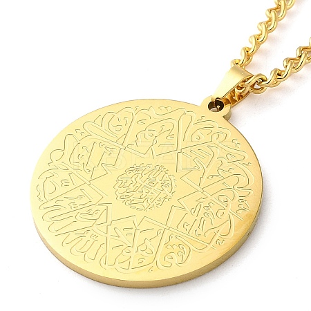 304 Stainlessa Steel Curb Chain Pendant Necklaces NJEW-H034-08G-1
