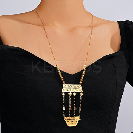 Brass Heart & Geometric Shape Pendant Necklaces KJ8587-1