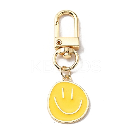 Smiling Face Enamel Pendant Decorations KEYC-WH0036-08LG-03-1