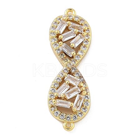 Rack Plating Brass Clear Cubic Zirconia Infinity Connector Charms KK-A234-036G-01-1