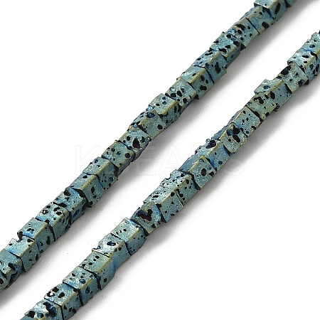Electroplated Natural Lava Rock Beads Strands G-Q1009-B01-02F-1