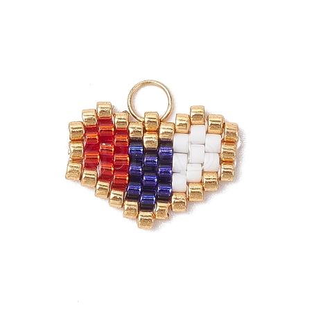 Handmade Glass Seed Beaded Heart Charms PALLOY-MZ00620-02-1