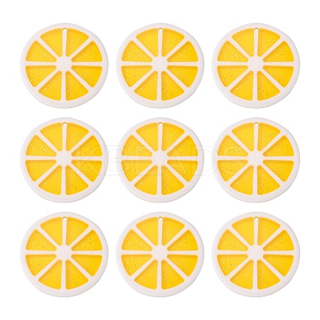 Hawaii Lemon Slice Resin Glitter Powder Pendants X-RESI-R337-5-1
