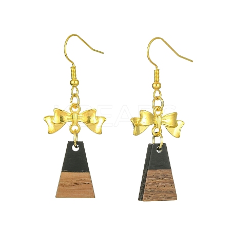 Resin & Walnut Wood Dangle Earrings EJEW-JE05507-02-1