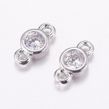 Brass Micro Pave Cubic Zirconia Links KK-F714-09P-1