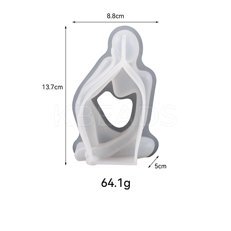 3D Abstract Human Thinker DIY Food Grade Silicone Statue Candle Molds PW-WG99230-02-1