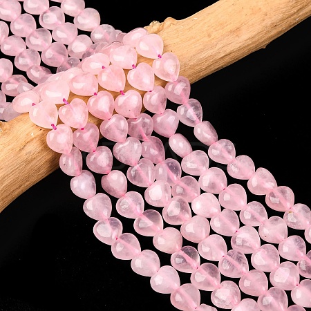 Heart Natural Rose Quartz Beads Strands G-G632-01-1