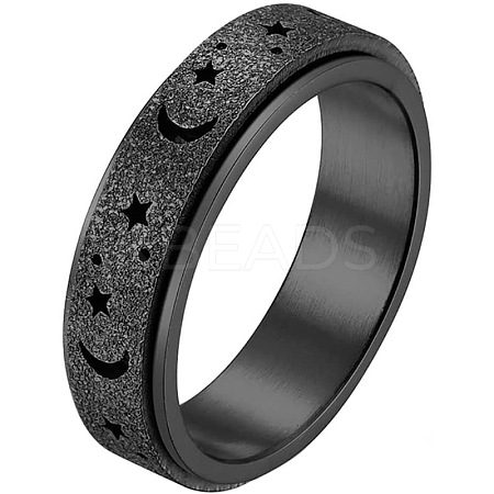 201 Stainless Steel Moon and Star Rotatable Finger Ring MOST-PW0001-005G-02-1