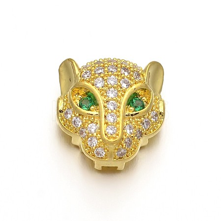 Rack Plating Brass Micro Pave Cubic Zirconia Leopard Hollow Beads LS-ZIRC-I012-18G-RS-1