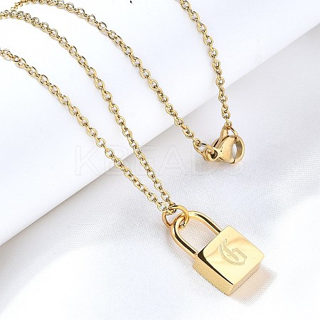 304 Stainless Steel Rolo Chain Pendant Necklaces NJEW-S444-01G-07-1