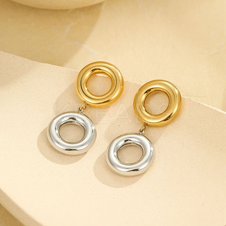 304 Stainless Steel Enamel Dangle Stud Earrings EJEW-K315-07G-1