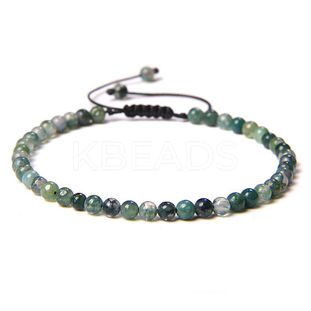 4mm Natural Moss Agate Beaded Braided Bracelets SY1950-23-1
