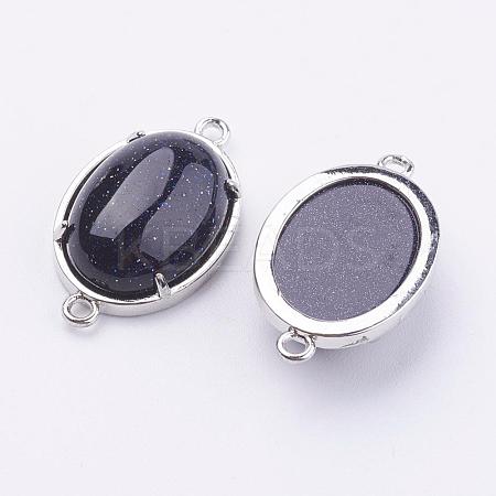 Brass Synthetic Blue Goldstone Links connectors G-E398-04L-1