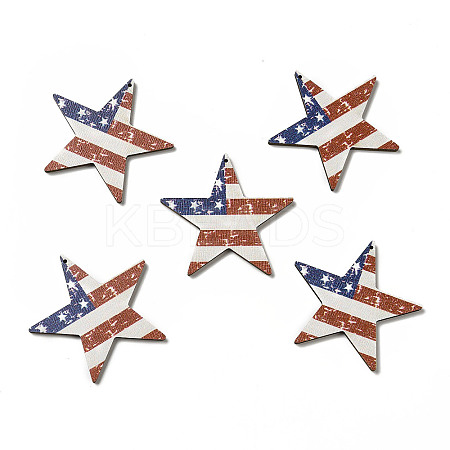 American Flag Theme Single Face Printed Aspen Wood Pendants WOOD-G014-13-1