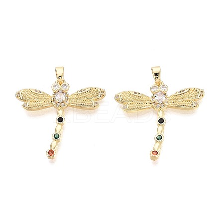 Brass Micro Pave Colorful Cubic Zirconia Pendants KK-T075-87G-1