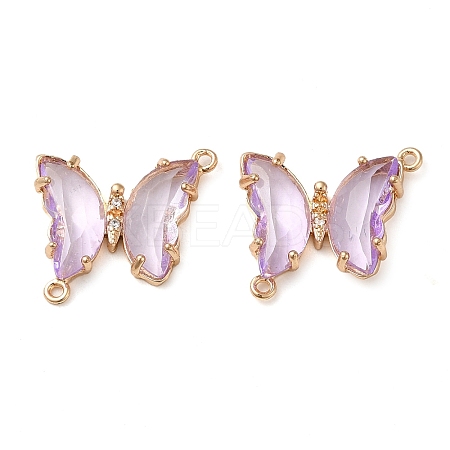Brass Pave Faceted Glass Connector Charms FIND-Z020-04L-1