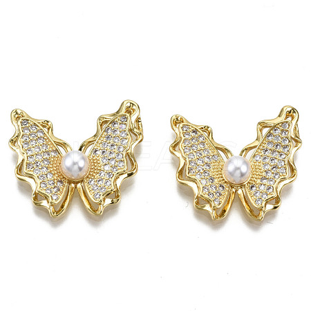 Brass Micro Pave Clear Cubic Zirconia Pendants ZIRC-S067-080-NF-1
