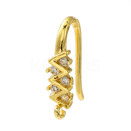 Rack Plating Brass Pave Cubic Zirconia Earring Hooks KK-O143-15G-1