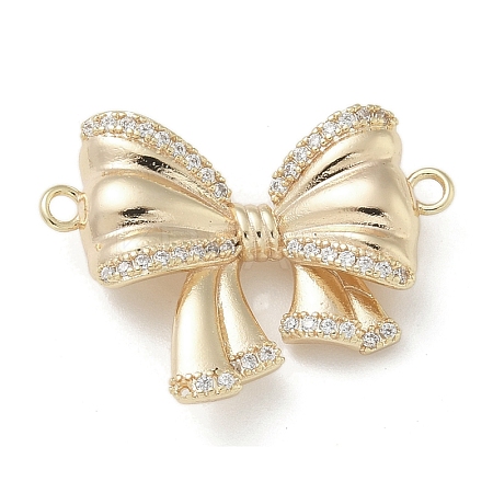 Brass Micro Pave Clear Cubic Zirconia Connector Charms KK-M308-14G-1