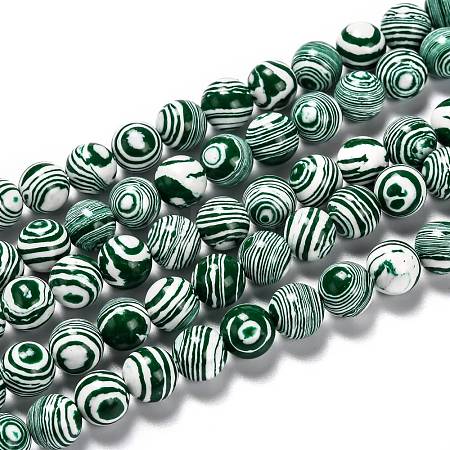 Synthetic Malachite Beads Strands G-I199-32-10mm-F-1
