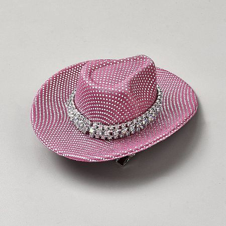 Imitation PU Leather with Rhinestones and Iron Alligator Hair Clips AJEW-WH0609-464A-1