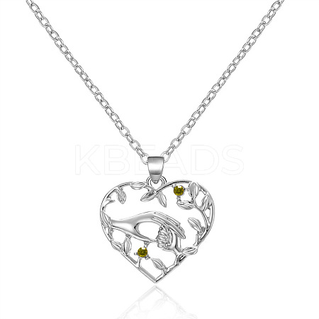 Mother's Day Alloy Olivine Rhinestone Pendant Necklaces FS-WG726DB-06-1