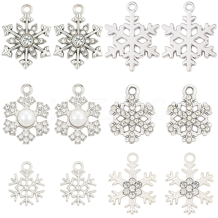 36Pcs 6 Styles Alloy Rhinestone Pendants FIND-SC0020-06-1