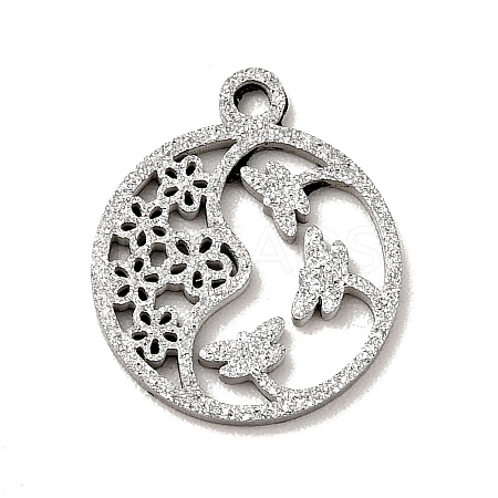 Non-Tarnish 304 Stainless Steel Textured Pendants STAS-J040-05B-P-1