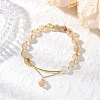 Natural Citrine Round Beaded Bracelets BJEW-JB11925-02-1