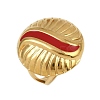 Flat Round 304 Stainless Steel Enamel Finger Rings for Women RJEW-G355-07G-02-4