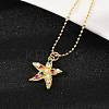 Brass Pave Cubic Zirconia and Plastic Beads Pendant Necklaces NJEW-Q041-01G-1