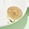 Brass Micro Pave Cubic Zirconia Adjustable Open Cuff Rings RJEW-V009-03G-1