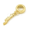 Rack Plating Brass Pave Clear Cubic Zirconia Fork European Dangle Charms KK-Z067-33G-2