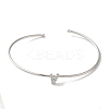 Rack Plating Brass Micro Pave Clear Cubic Zirconia Letter Open Cuff Bangles BJEW-A018-01P-V-2