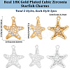 10Pcs 2 Colors Brass Micro Pave Cubic Zirconia Pendants KK-BBC0019-01-2
