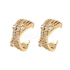 C-Shaped Brass Micro Pave Clear Cubic Zirconia Cuff Earrings EJEW-L316-01G-05-4