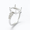 Anti-Tarnish Rhodium Plated 925 Sterling Silver Finger Ring Components STER-G027-04P-1