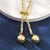 Round Brass Slider Lariat Necklaces for Women NJEW-G162-05G-3
