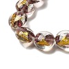 Handmade Gold Foil and Silver Foil Lampwork Flat Round Beads FOIL-C001-02C-3