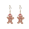 Christmas Alloy Enamel Gingerbread Man Pendant Necklace & Dangle Earrings Sets SJEW-JS01343-6
